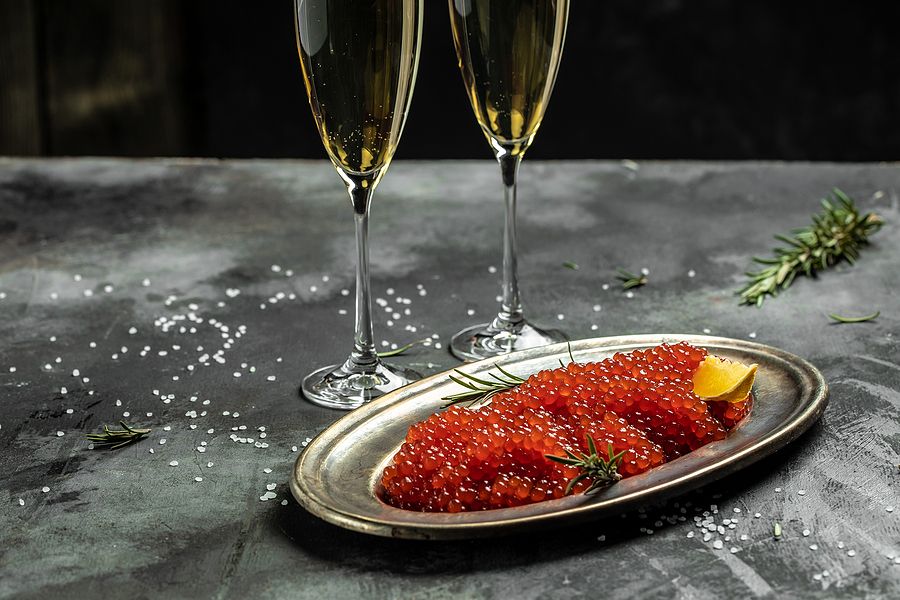 best wine food pairing campagne caviar