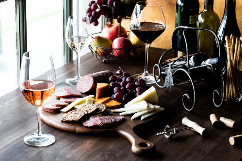cheese platter paired with wine christmas feast